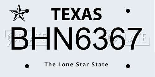 BHN6367 Texas License Plate