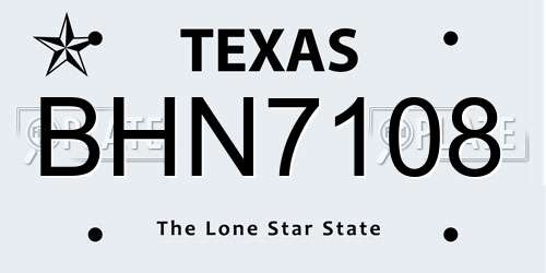 BHN7108 Texas License Plate