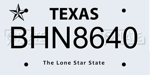 BHN8640 Texas License Plate