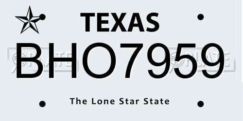 BHO7959 Texas License Plate