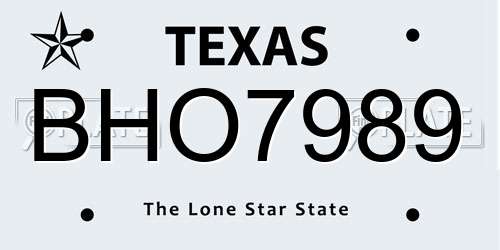 BHO7989 Texas License Plate
