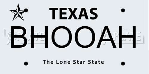 BHOOAH Texas License Plate
