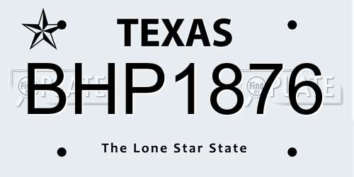 BHP1876 Texas License Plate