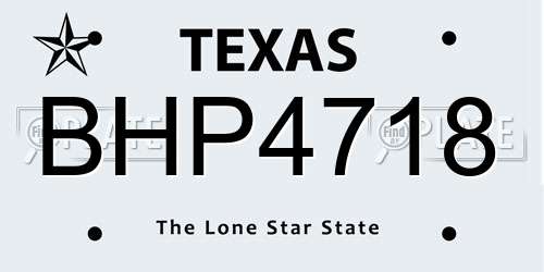 BHP4718 Texas License Plate