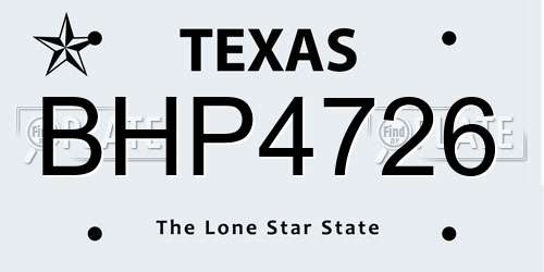 BHP4726 Texas License Plate