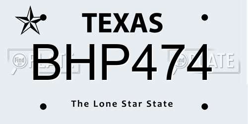 BHP474 Texas License Plate