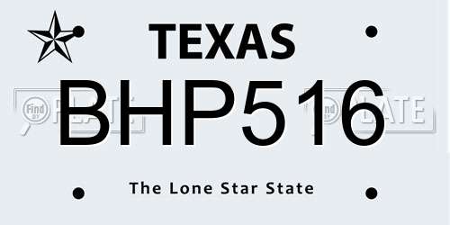 BHP516 Texas License Plate