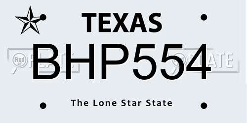 BHP554 Texas License Plate