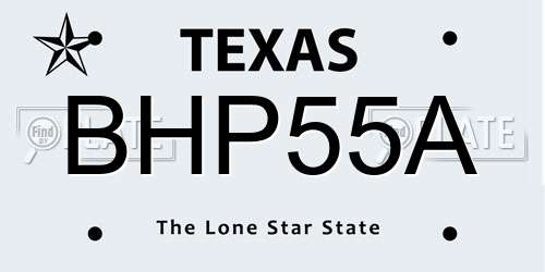 BHP55A Texas License Plate
