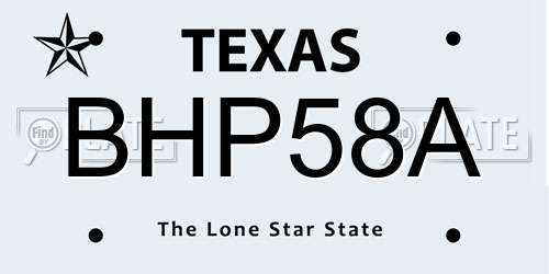 BHP58A Texas License Plate