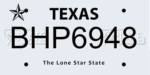 BHP6948 Texas License Plate