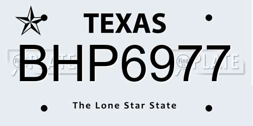 BHP6977 Texas License Plate