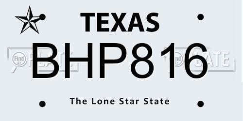 BHP816 Texas License Plate
