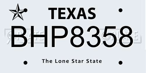 BHP8358 Texas License Plate