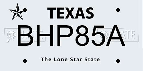 BHP85A Texas License Plate