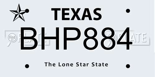 BHP884 Texas License Plate