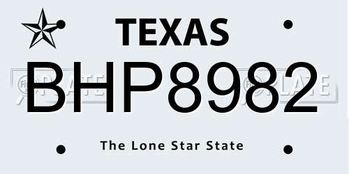 BHP8982 Texas License Plate