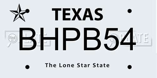 BHPB54 Texas License Plate