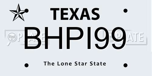 BHPI99 Texas License Plate