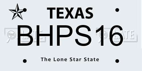 BHPS16 Texas License Plate