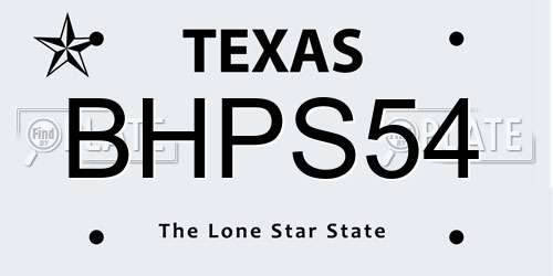 BHPS54 Texas License Plate