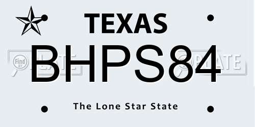 BHPS84 Texas License Plate