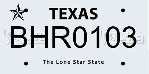 BHR0103 Texas License Plate