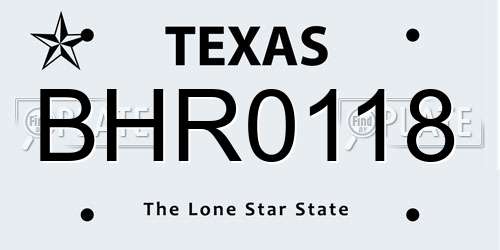 BHR0118 Texas License Plate