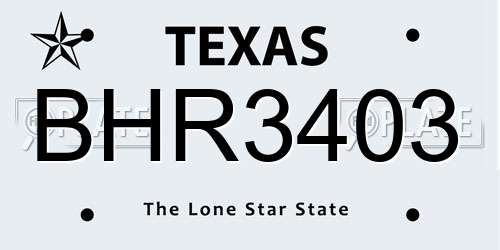 BHR3403 Texas License Plate