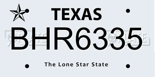 BHR6335 Texas License Plate