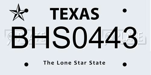 BHS0443 Texas License Plate