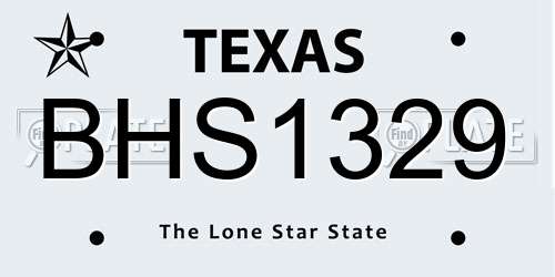 BHS1329 Texas License Plate