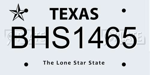 BHS1465 Texas License Plate