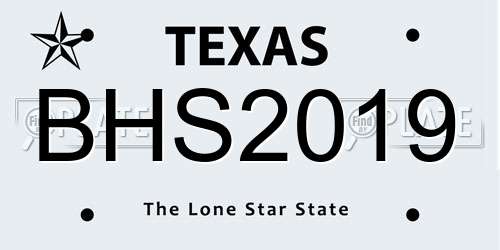 BHS2019 Texas License Plate