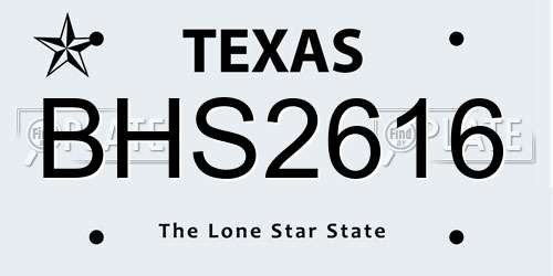 BHS2616 Texas License Plate