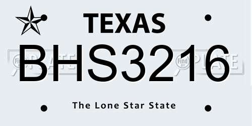BHS3216 Texas License Plate