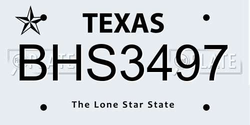 BHS3497 Texas License Plate