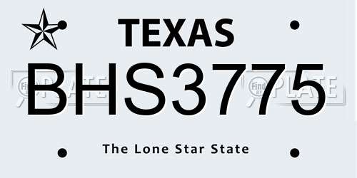 BHS3775 Texas License Plate