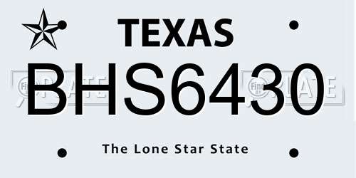 BHS6430 Texas License Plate