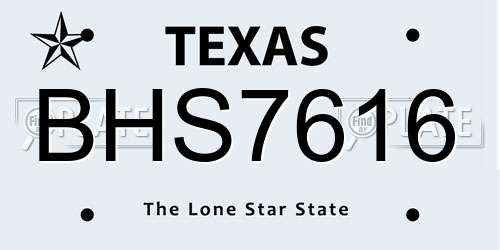 BHS7616 Texas License Plate