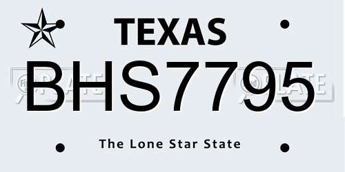BHS7795 Texas License Plate