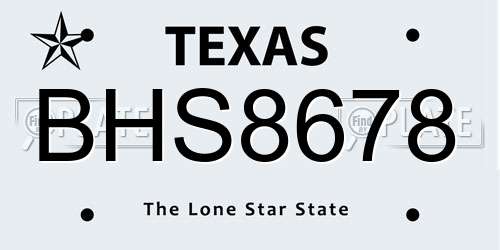 BHS8678 Texas License Plate