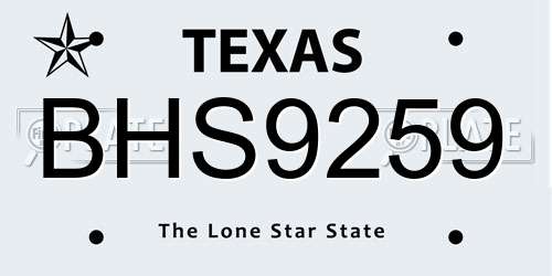 BHS9259 Texas License Plate