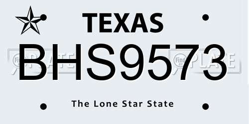 BHS9573 Texas License Plate