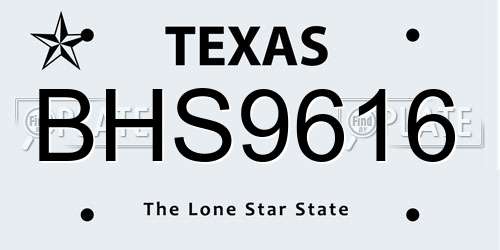 BHS9616 Texas License Plate