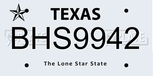 BHS9942 Texas License Plate