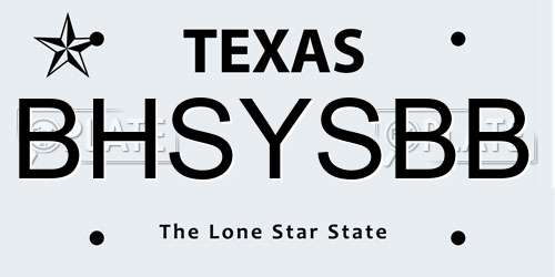 BHSYSBB Texas License Plate