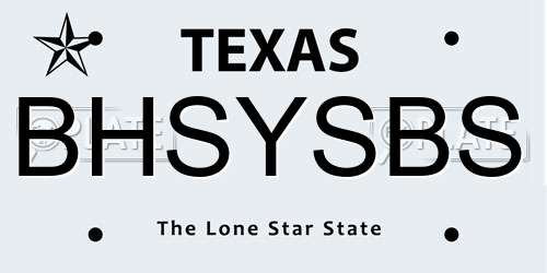 BHSYSBS Texas License Plate