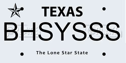 BHSYSSS Texas License Plate