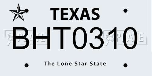 BHT0310 Texas License Plate